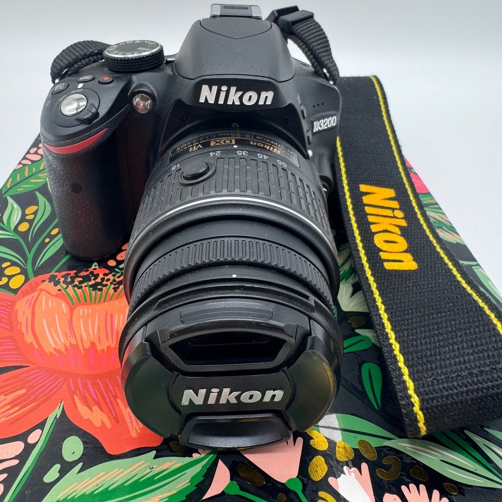 Nikon D3200 Digital SLR Camera Black with 18-55mm VR II Lens and Charger Bundle